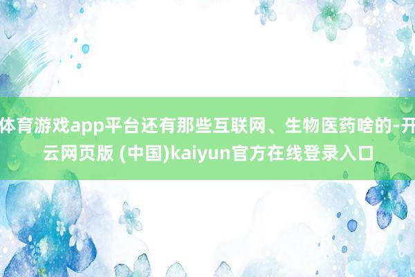 体育游戏app平台还有那些互联网、生物医药啥的-开云网页版 (中国)kaiyun官方在线登录入口