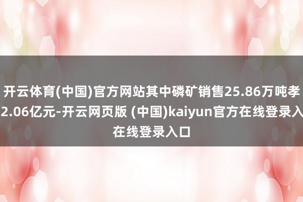 开云体育(中国)官方网站其中磷矿销售25.86万吨孝顺2.06亿元-开云网页版 (中国)kaiyun官方在线登录入口